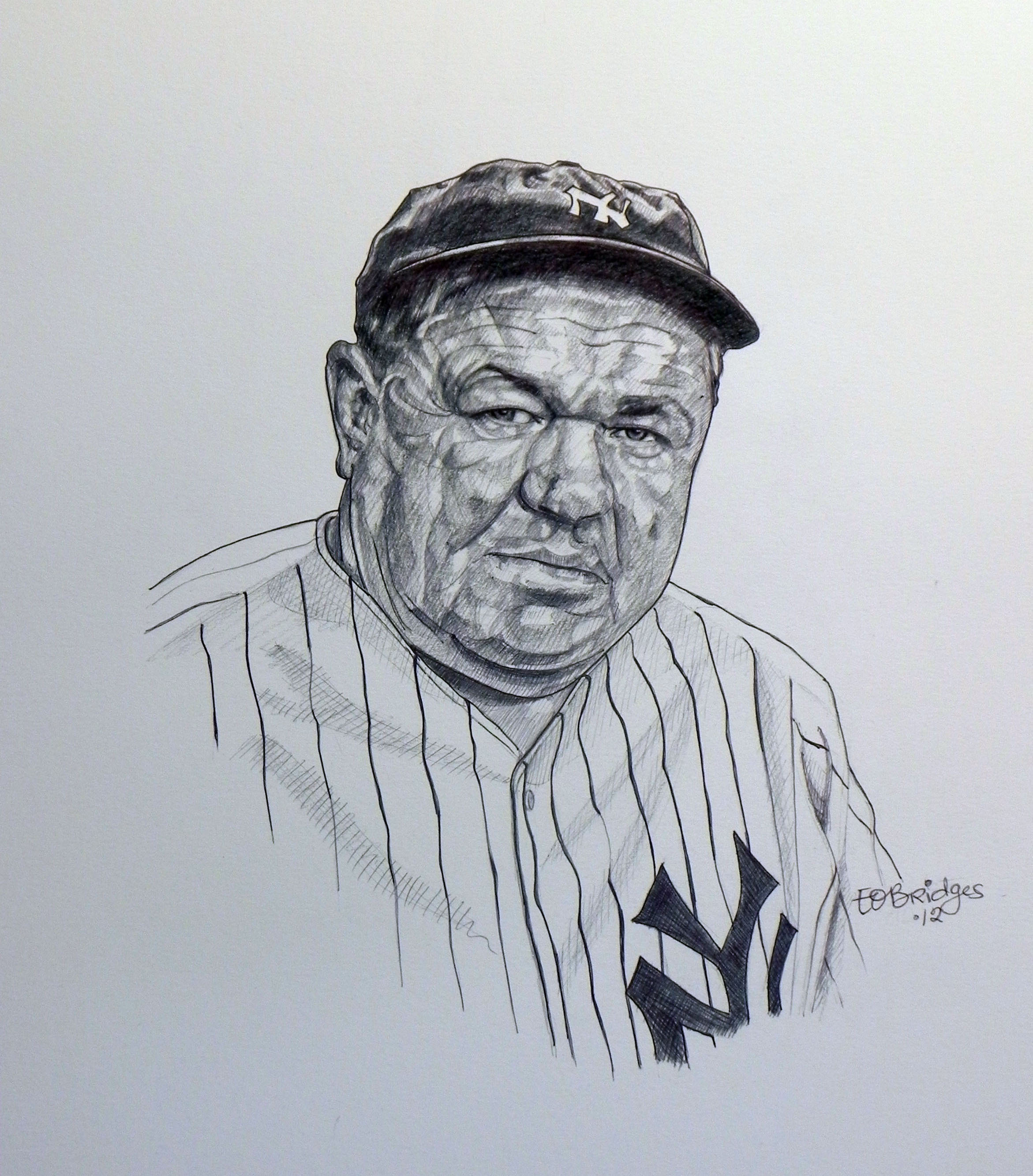 2342x2668 Evelyn O. Bridges Artwork Babe Ruth Original Drawing Pen - Babe Ruth Sketch