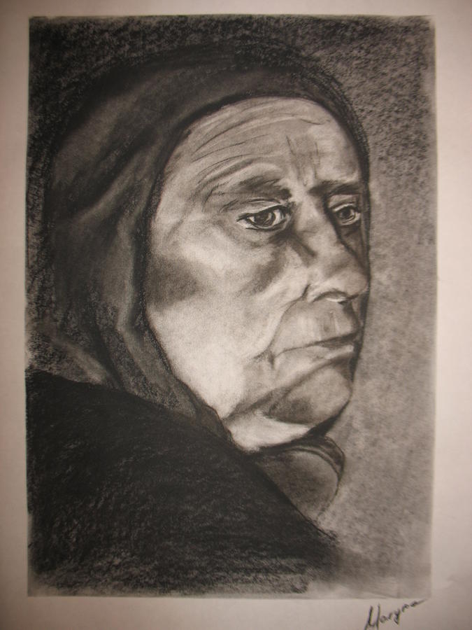 675x900 Babushka Drawing By Maryna Ausiaikova - Babushka Sketch