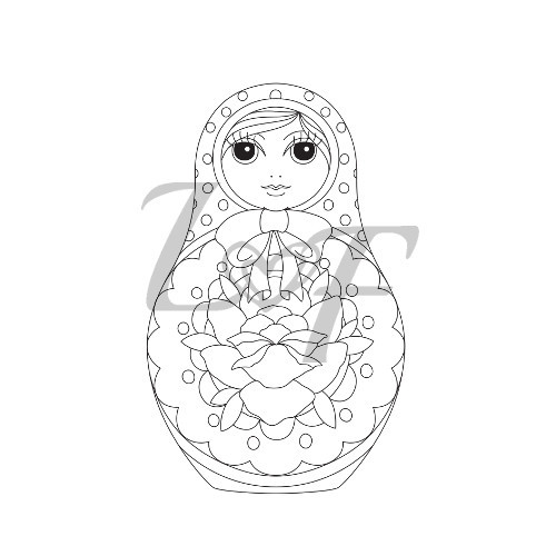 500x500 Babushka Russia Doll Metal Design Stamp - Babushka Sketch
