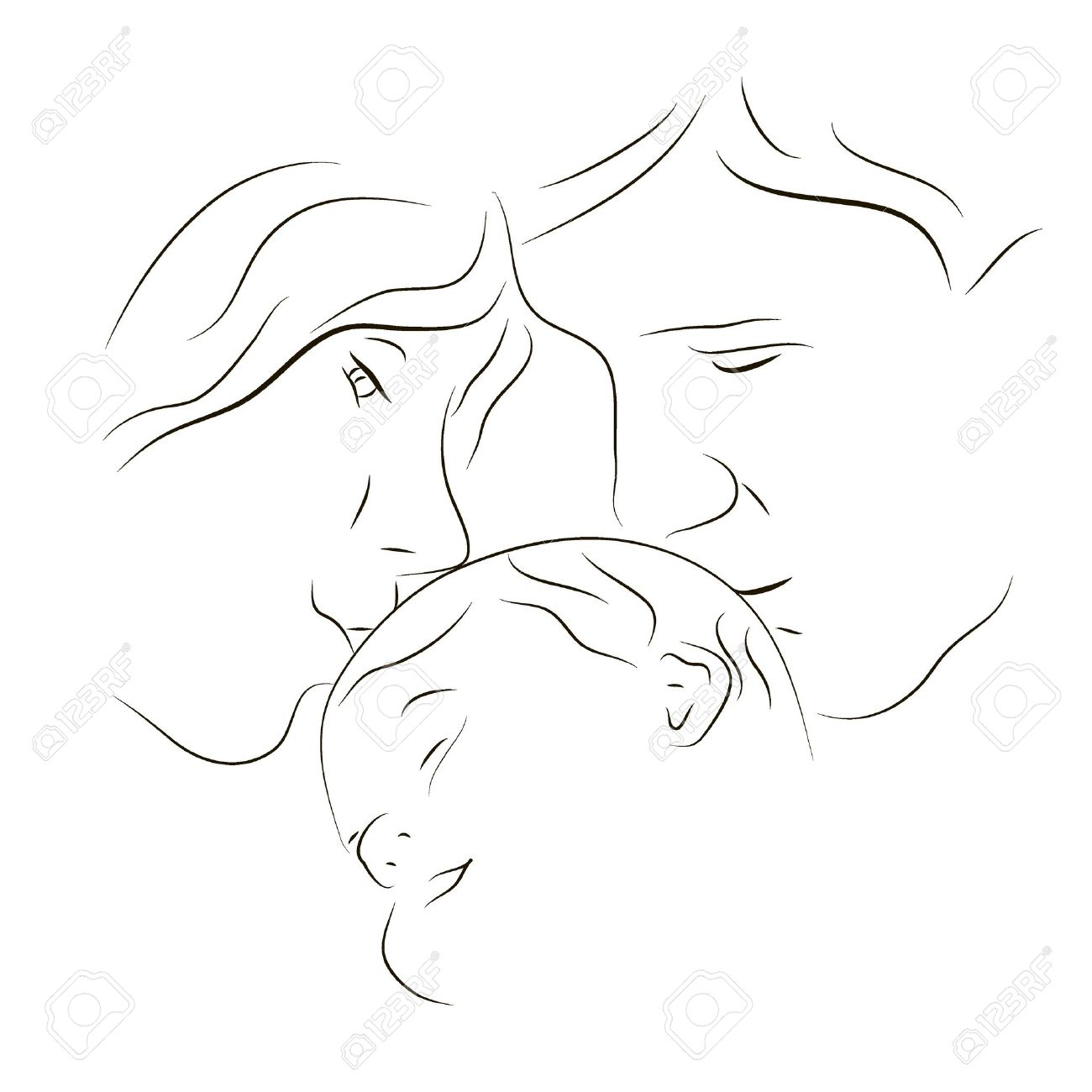 1300x1300 Father Hand Sketch Baby Drawing Pictures - Baby And Mother Sketch