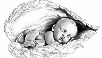350x200 Collection Of Baby Angel Sleeping Drawing High Quality, Free - Baby Angel Sketch