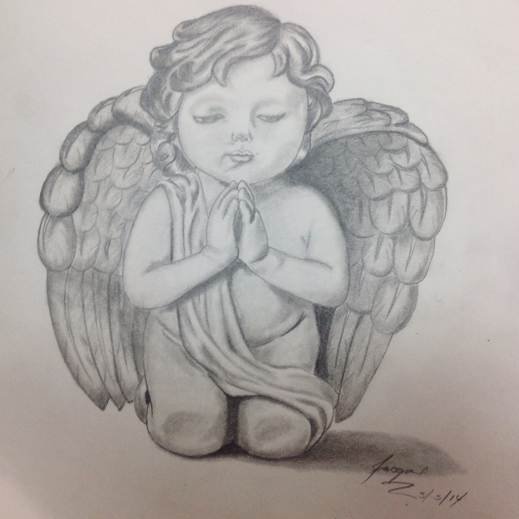 Ангел рисунок карандашом простой
