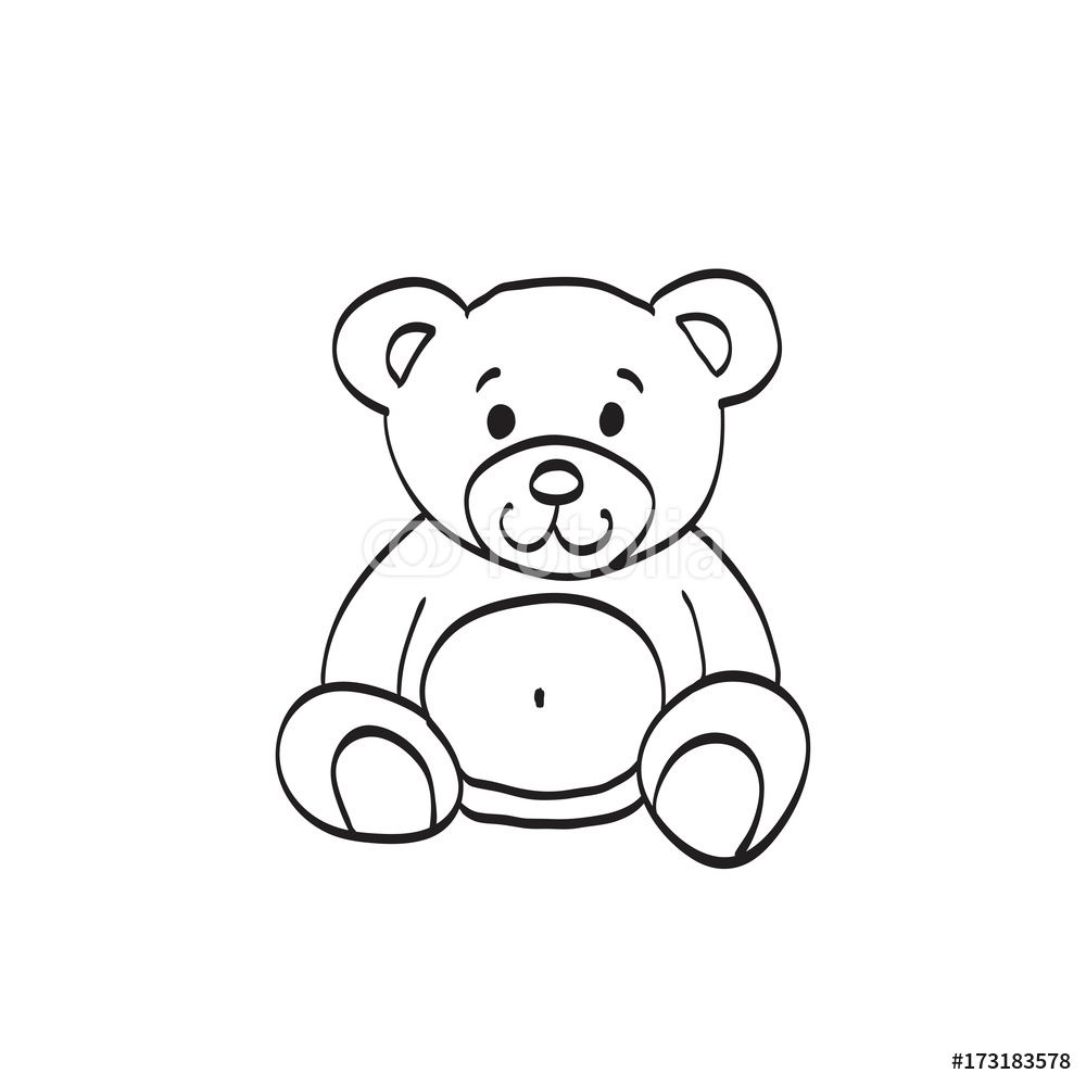 1000x1000 Teddy Bear Sketch Drawing Sticker By Stickersticker - Baby Bear Sketch