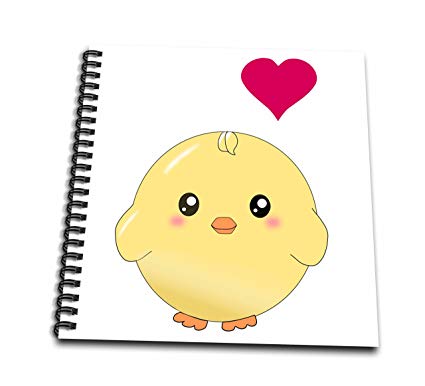 425x386 3drose Cute Yellow Chick With Red Love Heart Sweet - Baby Bird Sketch
