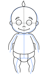 150x260 Cartoon Baby Step By Step Drawing Lesson - Baby Body Sketch