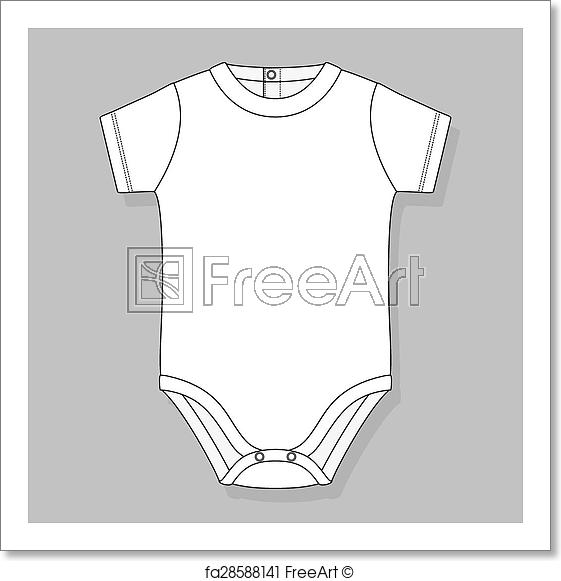 561x581 Free Art Print Of Baby One Piece Body. Newborn Baby Bodysuit Flat - Baby Body Sketch