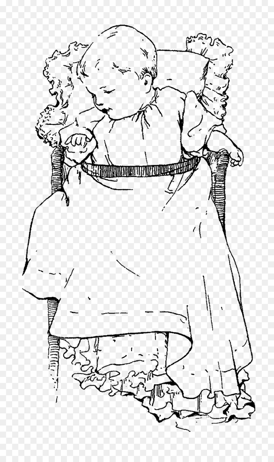 900x1520 Line Art Cartoon Sketch - Baby Body Sketch