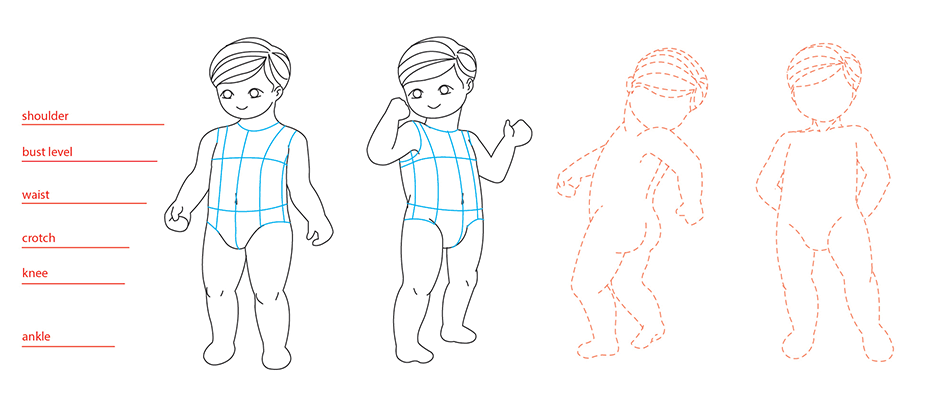 940x400 Unisex Infant Child Croquis Templates - Baby Body Sketch