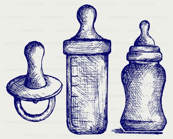 570x456 Baby Pacifier Svgaby Bottle Clipartaby Pacifier Etsy - Baby Bottle Sketch