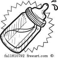 194x194 Free Art Print Of Baby Pacifier Sketch. Doodle Style Baby Pacifier - Baby Bottle Sketch