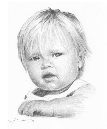 375x452 Baby Boy Pencil Portrait Drawing By Mike Theuer Saatchi Art - Baby Boy Sketch