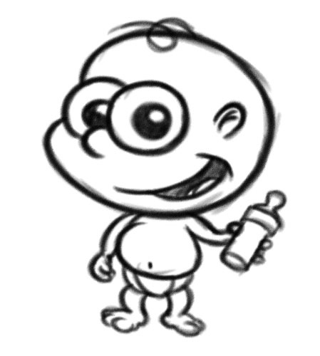 449x500 Baby Character Sketch Sketch Of A Cartoon Baby Character - Baby Cartoon Sketch