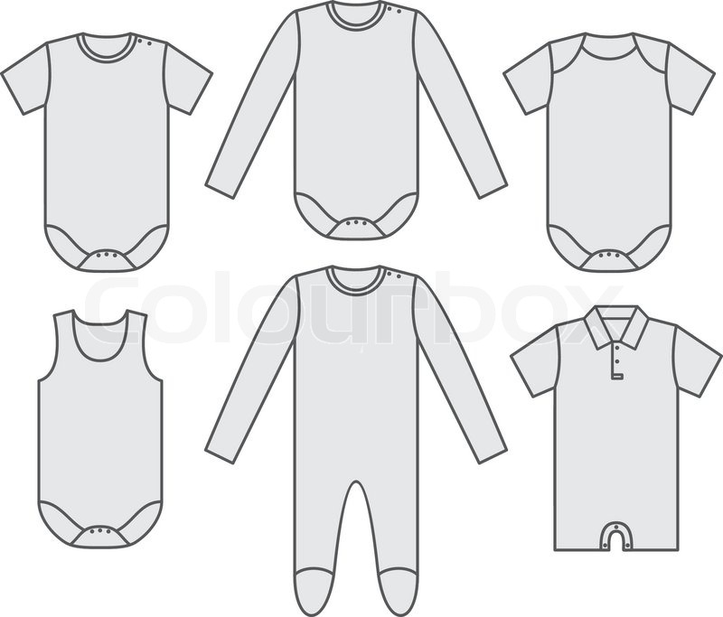 800x683 Set Of The Baby Shirts. Vector Illustration Stock Vector - Baby Clothes Sketches