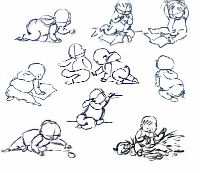 Baby Crawling Sketch at PaintingValley.com | Explore collection of Baby ...