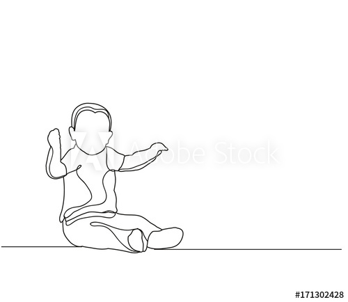 500x434 Vector, Baby Sketch, Outlines Sitting - Baby Crawling Sketch