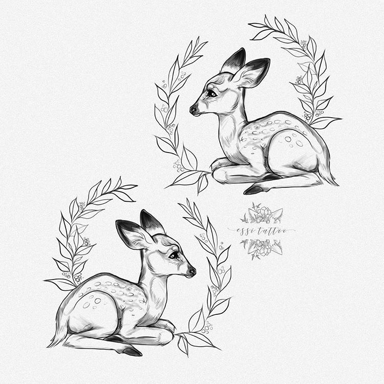 750x750 Baby Deer By Essi Tattoo. Online Store - Baby Deer Sketch
