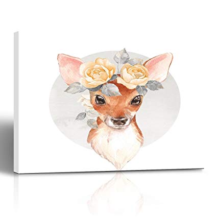 425x425 Emvency Painting Canvas Print Square 16x20 Inches - Baby Deer Sketch