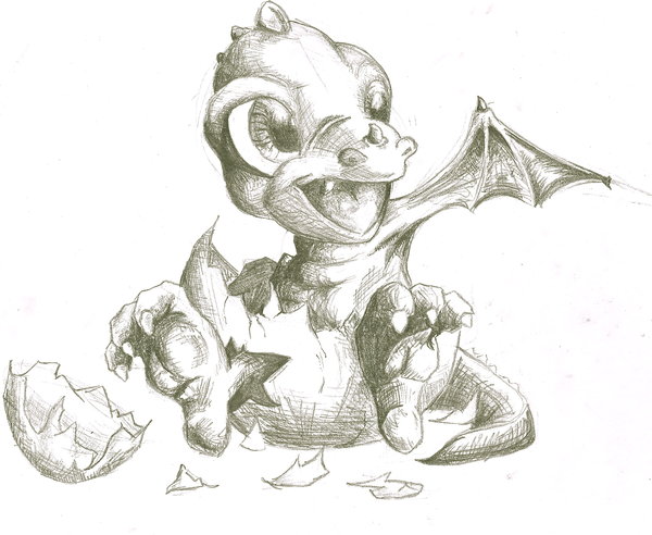 600x492 Baby Dragon Sketch - Baby Dragon Sketch