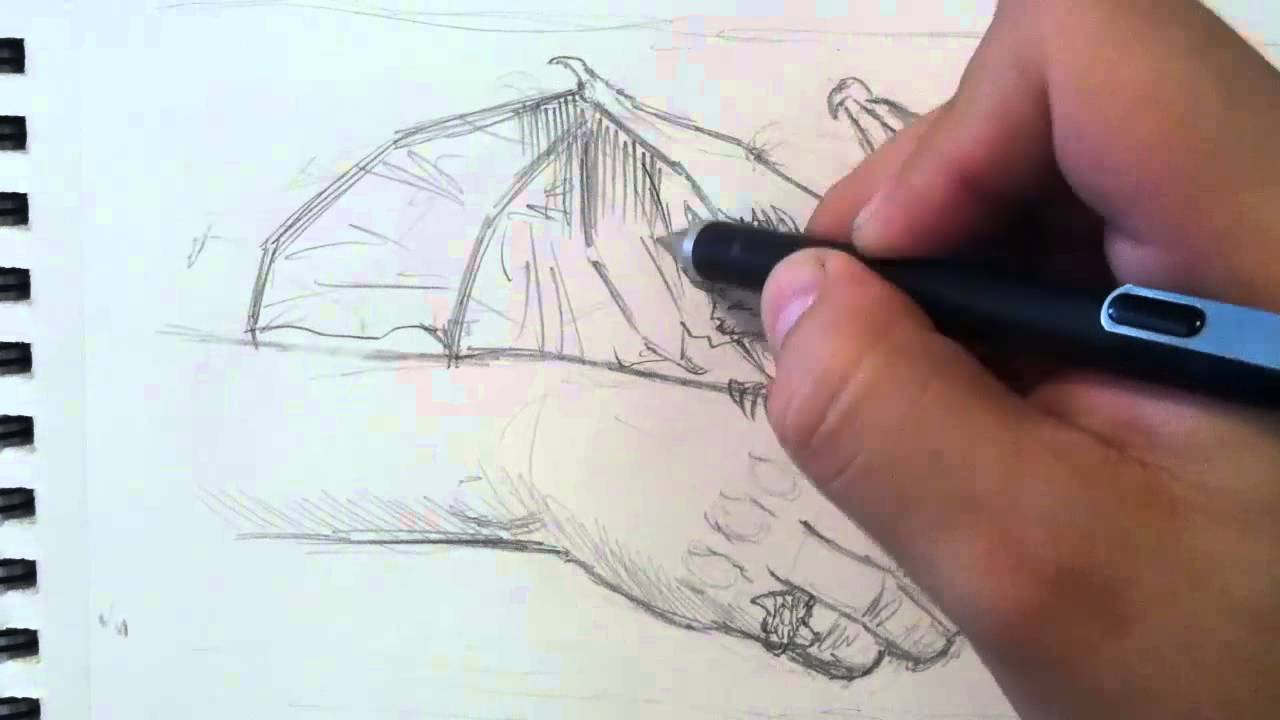 1280x720 How To Sketch A Cute Baby Dragon (With Mechanical Pencil) - Baby Dragon Sketch