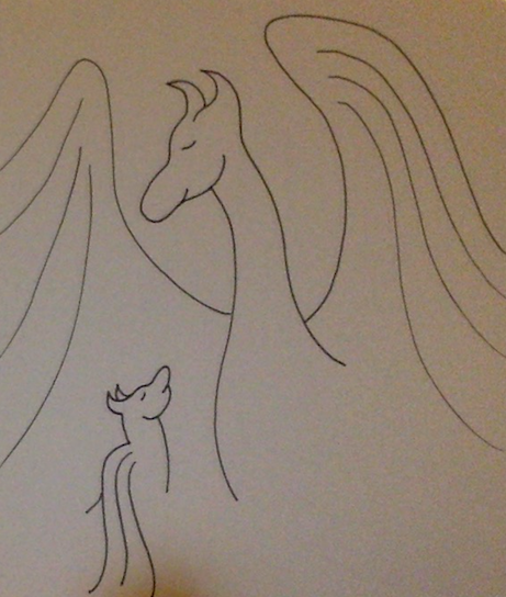 461x544 Momma And Baby Dragon - Baby Dragon Sketch