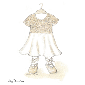 300x300 Baby Gown Sketch - Baby Dress Sketch