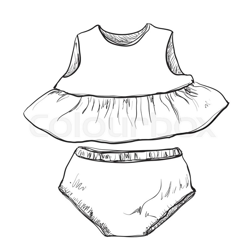 800x800 Baby Clothes. Dress And Short For Little Girl Stock Vector - Baby Dress Sketch