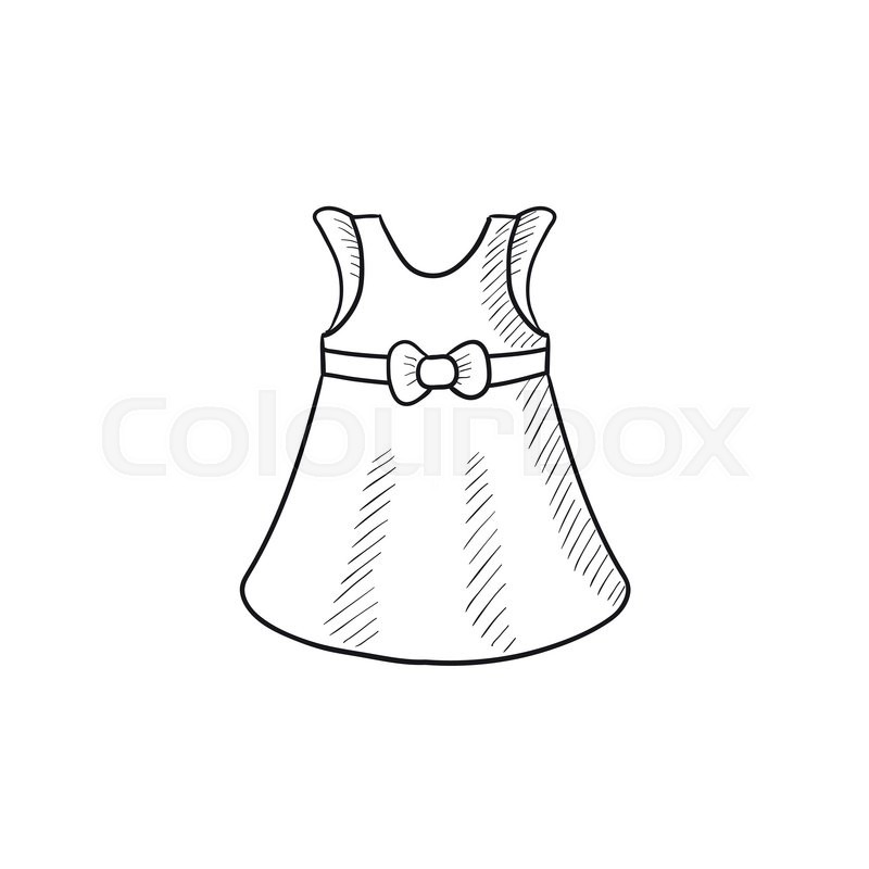 800x800 Baby Dress Vector Sketch Icon Isolated On Background. Hand Drawn - Baby Dress Sketch