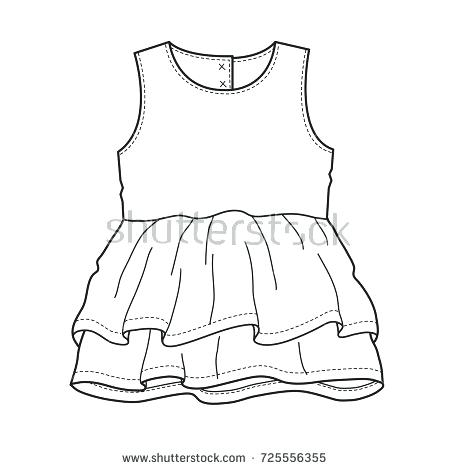 450x470 Dress Sketch Template Baby Clothes Flat Sketch Template Isolated - Baby Dress Sketch