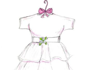 340x270 Hand Drawn Sketch Baby Christening Gown Sketch Thank You Notes Etsy - Baby Dress Sketch