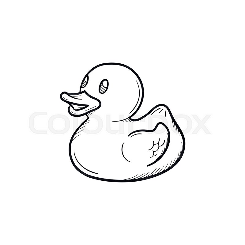 800x800 Bath Duck Hand Drawn Outline Doodle Icon. Rubber Bath Duck For - Baby Duck Sketch