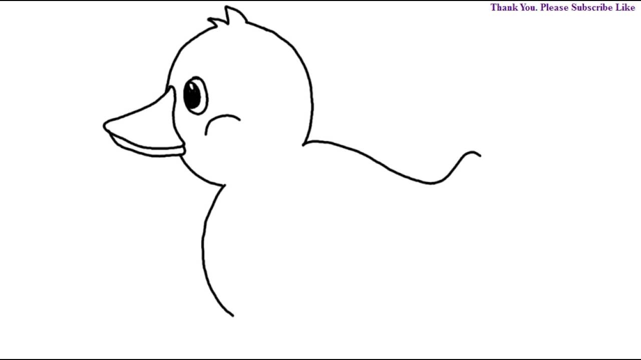 1280x720 How To Draw A Baby Duck Drawing For Kids Easy Step By Step - Baby Duck Sketch
