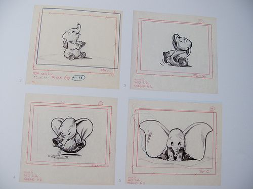 500x375 Dumbo Sketches...would Be Super Cute For A Baby Nursery! Baby - Baby Dumbo Sketch