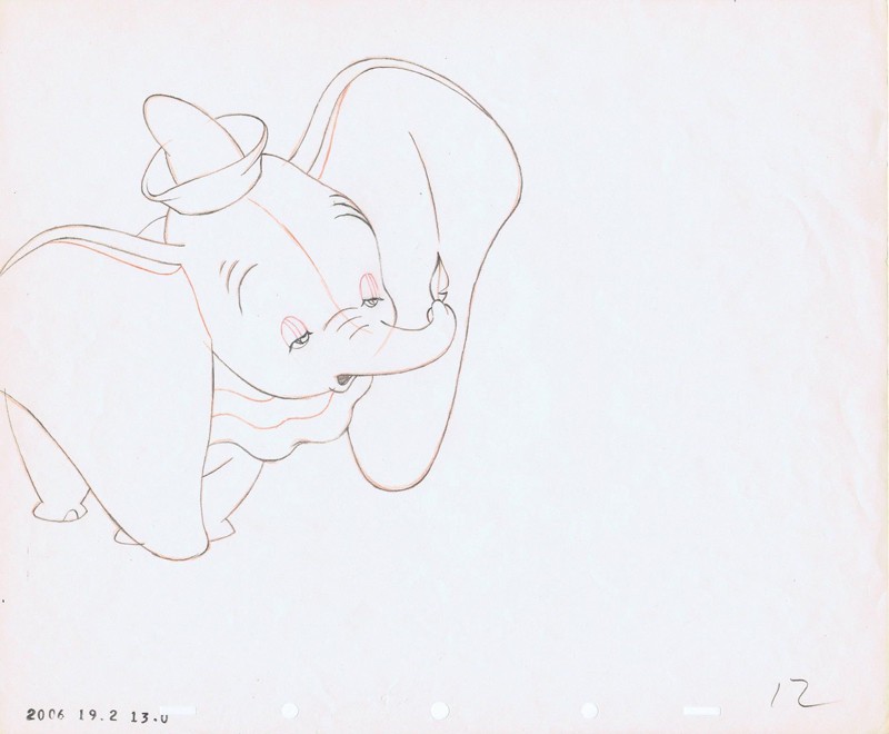 800x660 Original Walt Disney Production Drawing Dumbo With Feather Drawing - Baby Dumbo Sketch