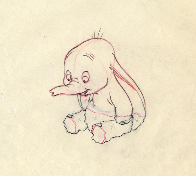 675x607 Disney Dumbo Vladimir Tytla Scene - Baby Dumbo Sketch
