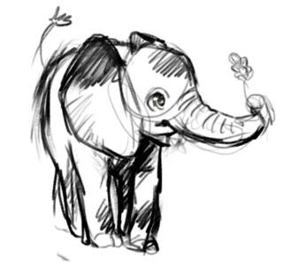 320x310 Quick Sketch Of A Baby Elephant Holding A Flower. I Always Feel A - Baby Elephant Sketch
