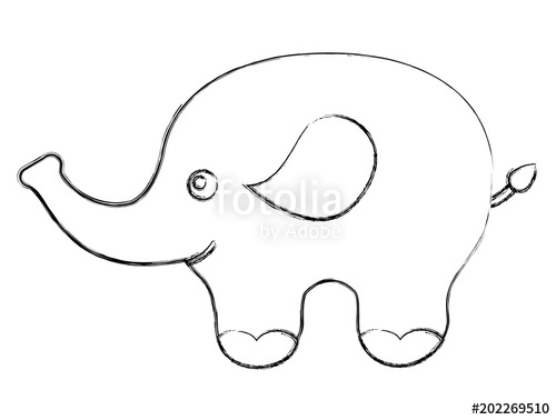 500x378 Cute Baby Elephant Animal Image Vector Illustration Sketch Stock - Baby Elephant Sketch