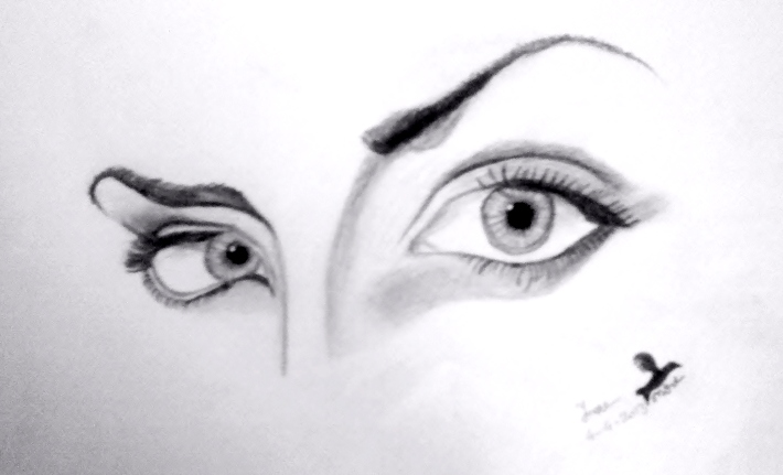 710x431 Art .pencil Sketch Exquisite Arts - Baby Eyes Sketch