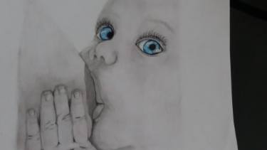 375x211 Baby Blue Eyes Drawing By Grace Laidlow Saatchi Art - Baby Eyes Sketch