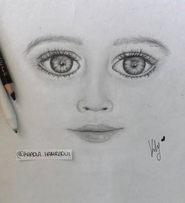 375x410 Baby Alien Eyes Drawing By Khaola Hamraoui Saatchi Art - Baby Eyes Sketch