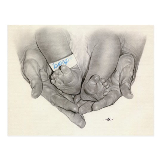 540x540 Newborn Baby Feet Hands Postcard - Baby Feet Sketch