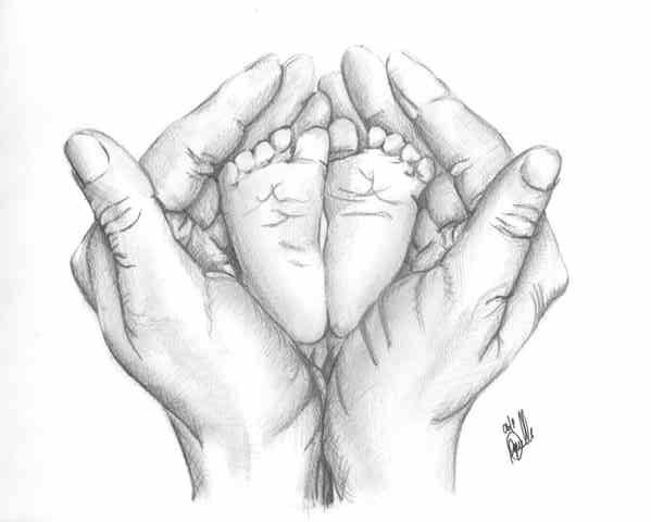599x480 The Art Of Living Baby Feet - Baby Feet Sketch