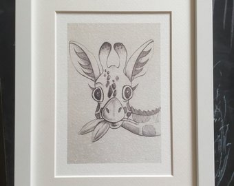 340x270 Baby Giraffe Sketch Card Blank Card Birthday Card Any - Baby Giraffe Sketch