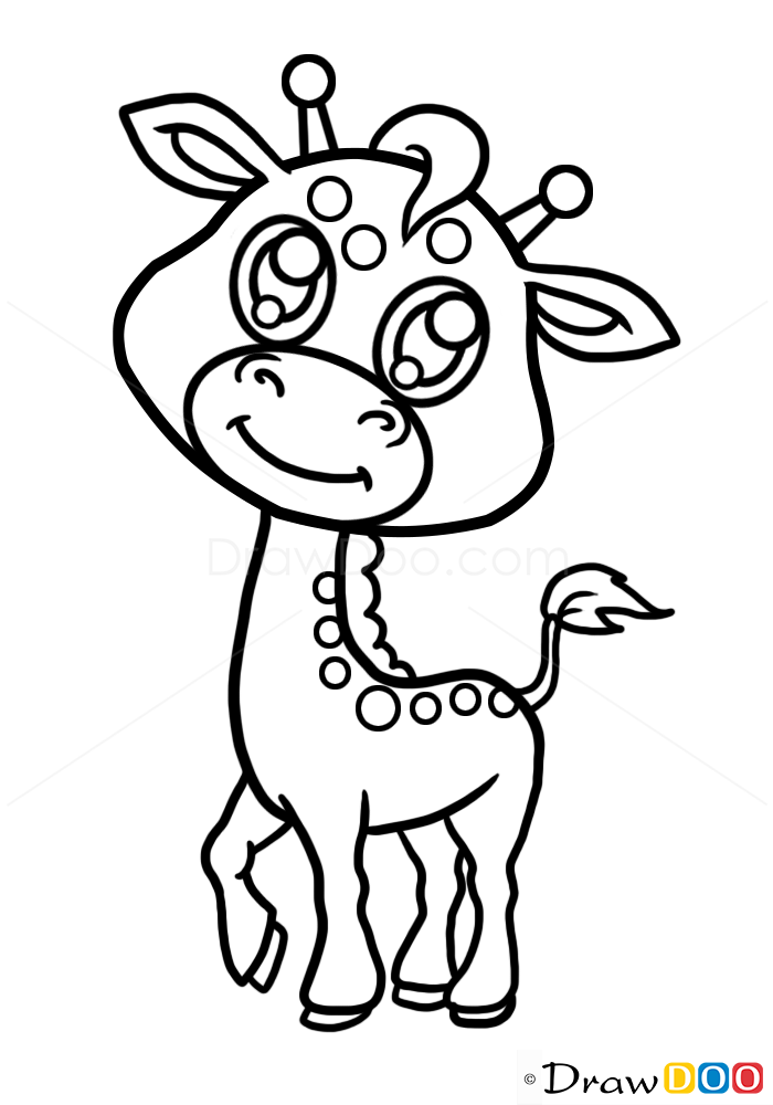 700x1000 Drawn Baby Animal Giraffe - Baby Giraffe Sketch