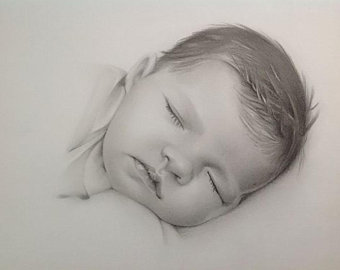 340x270 Girl Sketch Etsy - Baby Girl Sketch