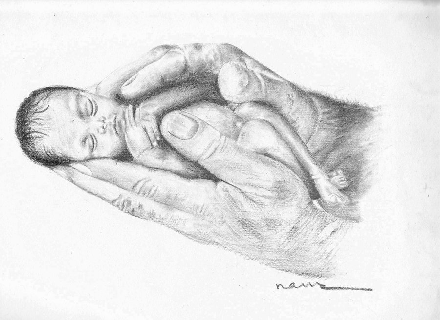 900x656 Save Girl Child By Premdeepmann - Baby Girl Sketch