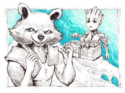 400x300 Baby Groot And Rocket Fanart By Pykodelbi - Baby Groot Sketch