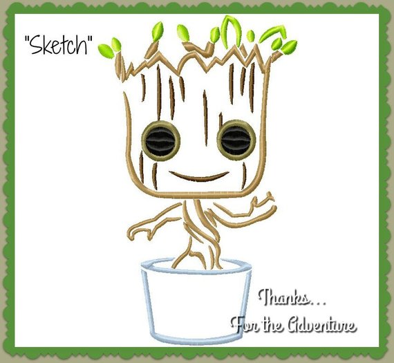 570x525 Baby Groot From Guardians Of The Galaxy Sketch Digital Etsy - Baby Groot Sketch