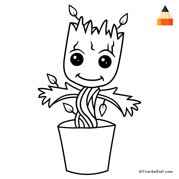 600x600 How To Draw Baby Groot Easy Drawing Step By Step Tutorial - Baby Groot Sketch