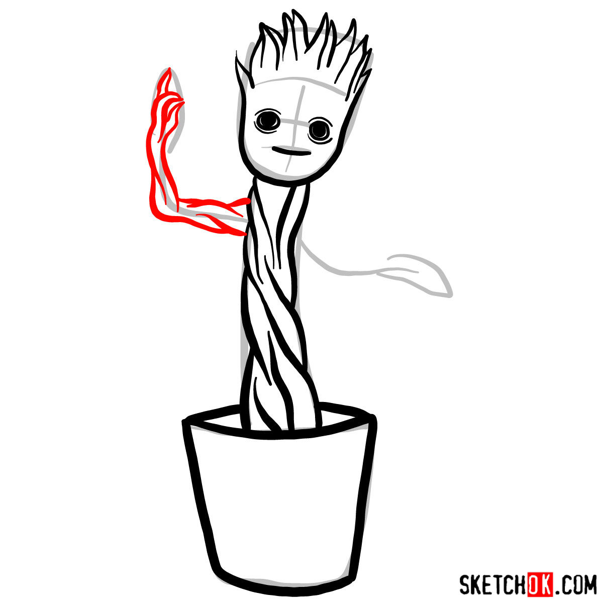 1200x1200 How To Draw Baby Groot In A Pot - Baby Groot Sketch