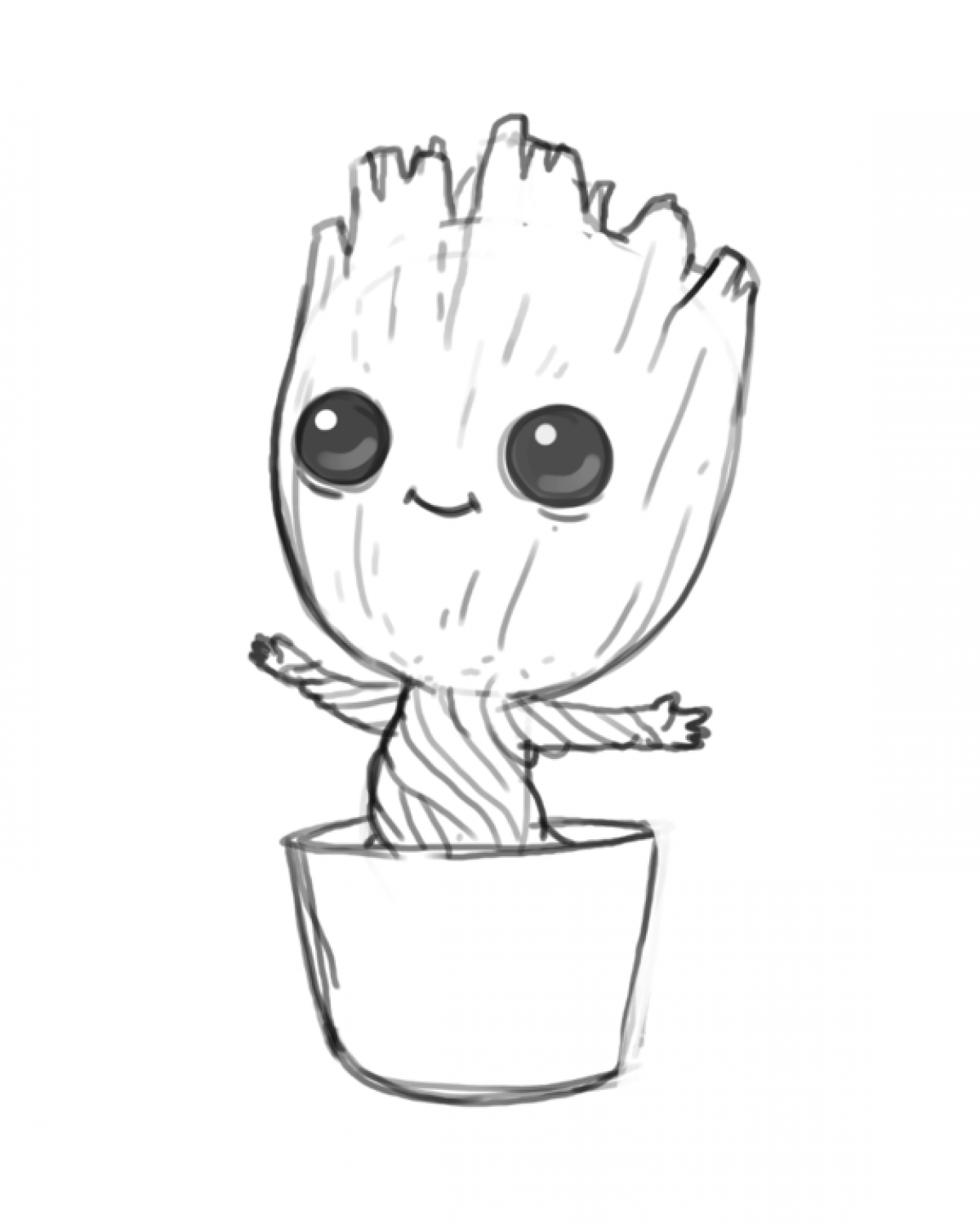 1200x1503 Image Result For Baby Groot Drawing My Daughters Board - Baby Groot Sketch
